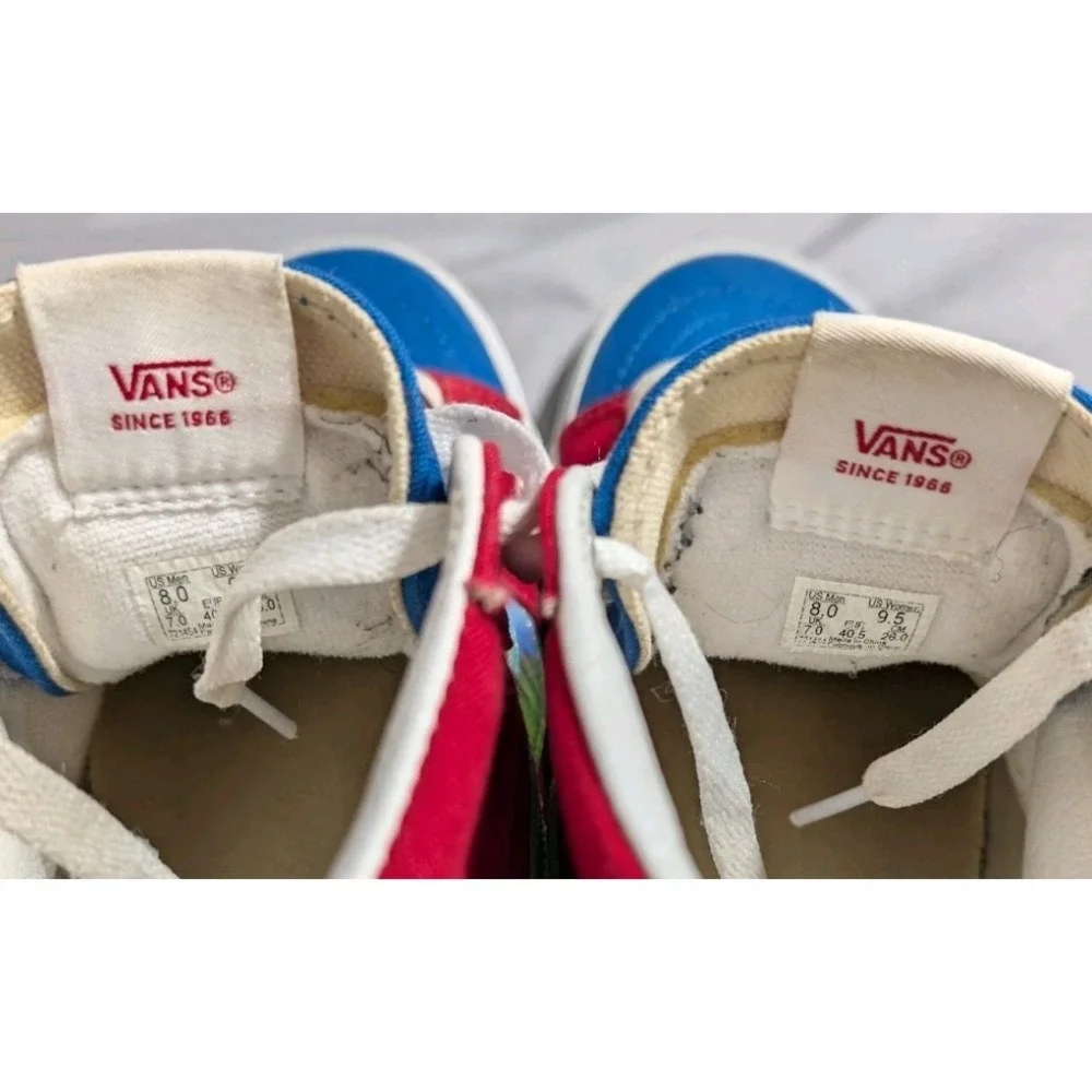 Vans Sk8 Hi‎ Sneakers Mens 8 Womens 9.5 Red Blue Teal Colorblock High Top